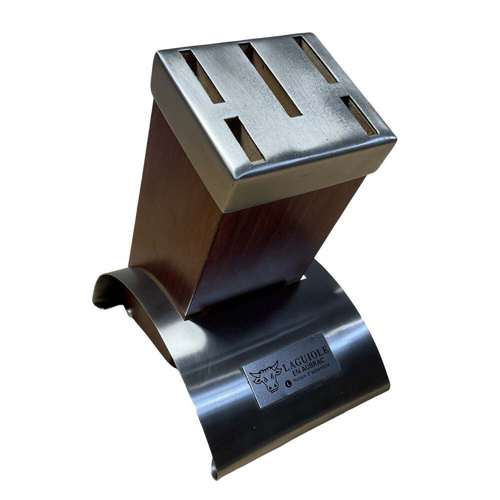 Laguiole 5-Slot Solid Wood Knife Block Holder France